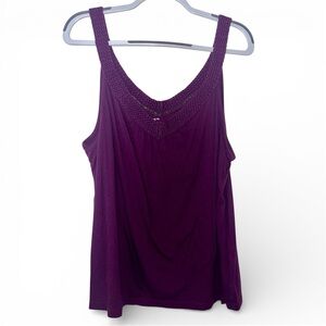 GAP Plum Braided V Neck Tank Top